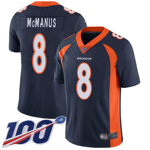 Men Denver Broncos #8 Brandon McManus Navy Blue Alternate Vapor Untouchable Limited Player 100th Season Football NFL Jersey